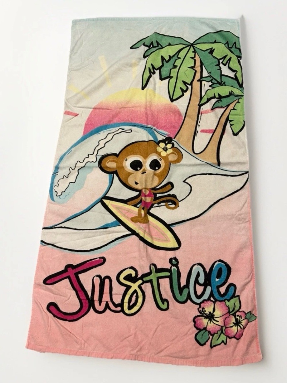 Justice Vintage Y2K Girlhoodcore Monkey Surf Beach Towel